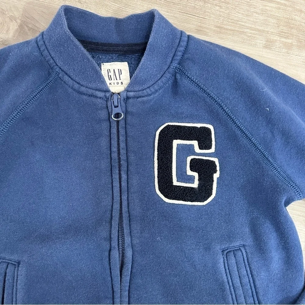 Gap Kids Blue G Letterman Zip Up Sweater jacket cotton toddler size 4-5